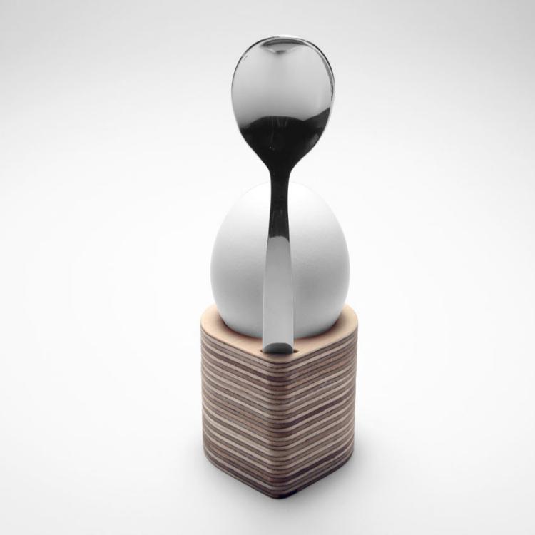 Einzelbecher mit normalgroßem Eierlöffel, Rückseite